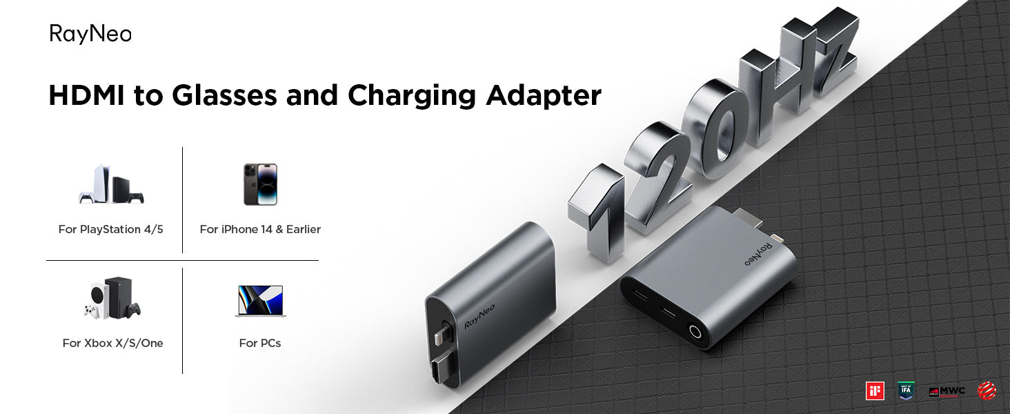 HDMI to Type-C and charging adapter for AR Glasses – RayNeo.UK
