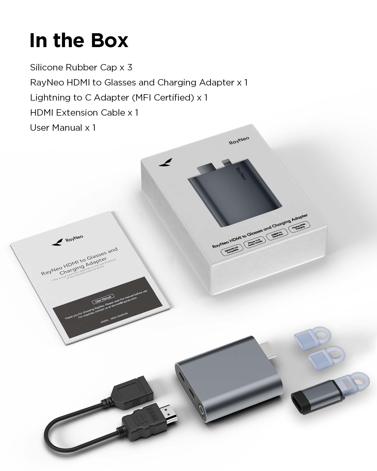RayNeo Air 3s Pro（10月購入）HDMI→USB-C アダプタ HDMI to Type-C and charging adapter for AR Glasses – RayNeo.UK